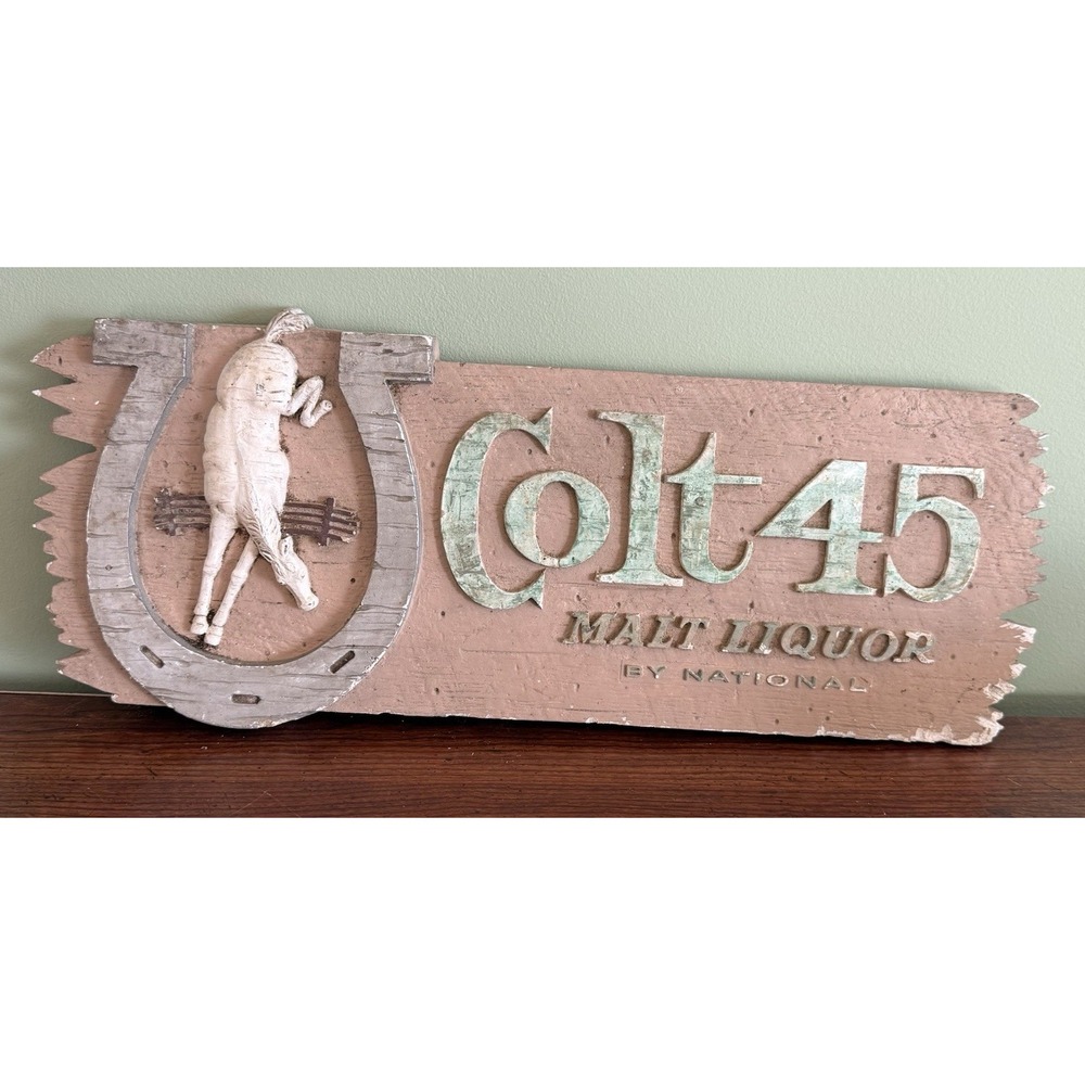 VINTAGE Colt 45 by National Malt Liquor Beer Chalkware Sign- RARE